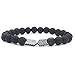 Men Women 8mm Lava Rock Hematite Diffuser Bracelet Elastic Natural Stone Yoga Beads Bracelet Bangle (Hematite - Gun Black)