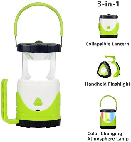 LEDemain LED Camping Lantern Collapsible Rechargeable 3 in 1 Tent Light, Handheld Flashlight Torch &amp; Color Changing Night Light for Hiking Emergency Outdoor Entertainment