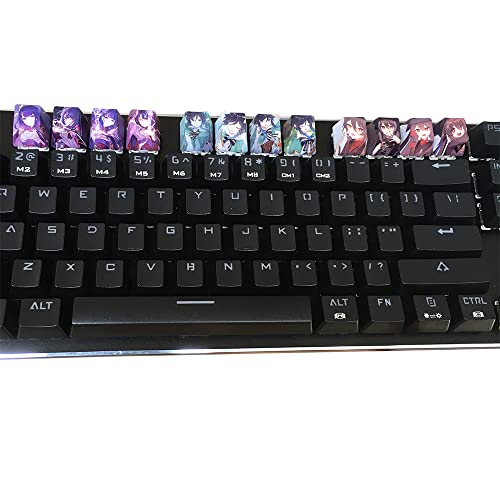 Benemate 12-Key Set, DIY Cherry Profile PBT Keycaps for Mechanical Gaming Keyboard, Genshin Impact Raiden Shogun Hutao Venti