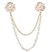 Fenni CZ Crystal Rose Daisy Pearl Flower Brooch Collar Pins Sweater Cardigan Clips with Pearl Chain (GoldFlowerPin)