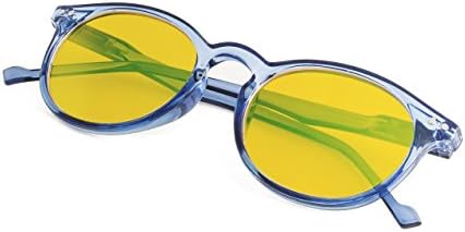 Quality Blue Light Blocking Glasses With Retro Oval Round Frame 0.0 Magnification - Digital Eye Strain Protection Blue Frame