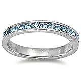 3mm Channel Set Full Eternity Wedding Band Ring Round Cubic Zirconia 925 Sterling Silver Choose Color
