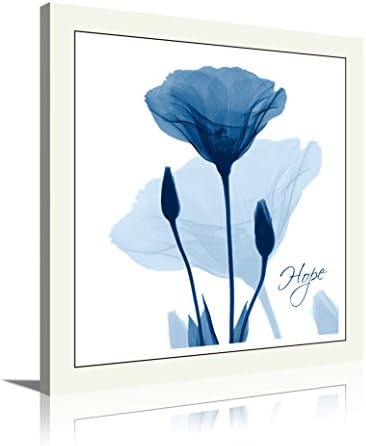 HLJ Arts 4 Panels Crystal Theme Giclee Flickering Blue Flowers Printed Paintings on Canvas for Wall Decor 12x12inches 4pcs/set (Blue-Hope)