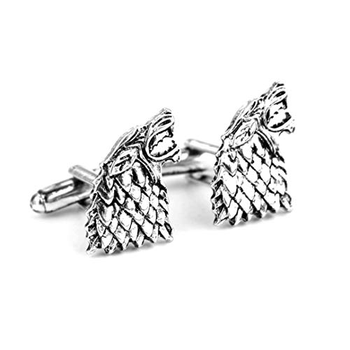 Game Of Thrones Dire Wolf House Stark Sigil Pair Of Wolf Cufflinks Westeros GOT Shirt Accessories