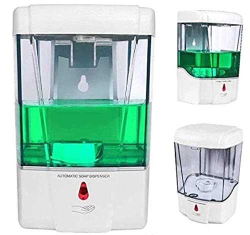 AMBER ROYAL Automatic Hand Sanitiser Dispenser, Contactless, Wall-Mount, Safety Lock for Bathroom, Kitchen, Office, Hospital, School, Mall, Countertop 700ml-White