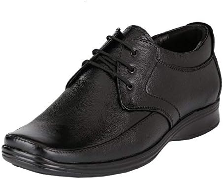 Toyto by Leatherkraft Men's Black Leather Formal Shoes