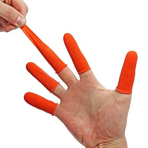 Disposable Latex Finger Cots 100pcs (Large) Orange Anti-Slip, Anti-Static Rubber Fingertips Protective Finger Gloves for Topical Medical Application, Nail Art, Electronic Repair, Jewelry Cleaning - Thumbnail 4