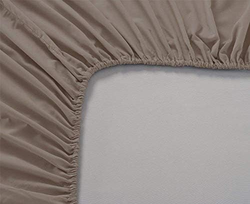 100% Egyptian Cotton Fitted Sheet 800 Thread Count Solid 1 Piece (Bottom Sheet Only) California King Size Sateen Weave 12 inch Deep Pocket Taupe Color