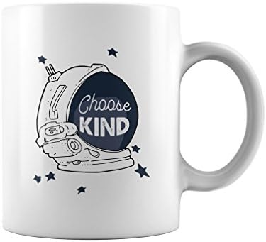 Choose Kind Choose Kindness Space Helmet Star Mug, Anti-Bullying Coffee Mugs, White 11Oz