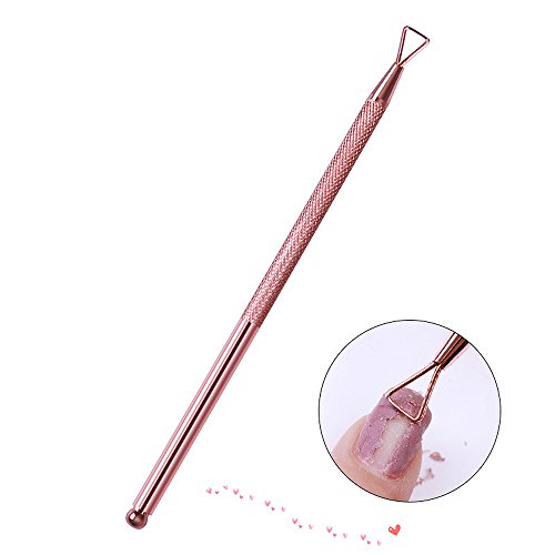Adecco LLC Cuticle Pusher Nail Cleaner - Professional Grade Stainless Steel Triangle Cuticle Peeler Scraper Remove Gel Nail Polish Nail Art Remover Tool(1 Pack) (Rose Gold) - Thumbnail 5