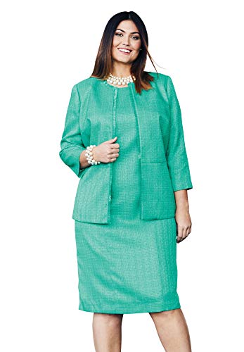 Jessica London Women's Plus Size Tweed Jacket Dress - Pretty Jade, 16 W - Thumbnail 3