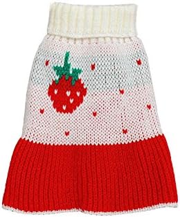 Dorapocket Pet Cute Strawberry Stripes Wave Points Sweater Dress Dog Cat Jumpsuit Two Feet Autumn/Winter Knitwear Skirt