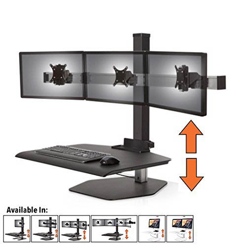 Stand Steady Winston Workstation Triple Monitor Mount Sit-Stand Desk
(Innovative WNST-3) | Three Monitor Standing Desk Workstation Converter
with VESA Mount| Height Adjustable! (3 Monitor/Black)