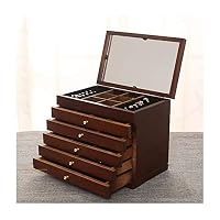 Yaohai Brown Multi-Layer Big 6 Floors Wooden Jewelry Box Jewelry Display Casket Earrings Ring Boxes Jewelry Organizer Gift Box (Color : A)