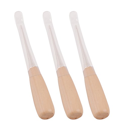 Eowpower 3PCS Wooden Handle Leather Drillable Stitching Sewing Awl Repair DIY Gadget Tool
