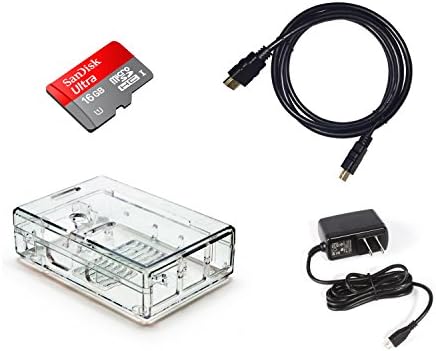 MakerBright Accessory Bundle for ASUS Tinkerboard - Clear Case w, 5.1v 2.5A PSU, 16GB SanDisk Ultra Class 10 MicroSD w/TinkerOS Preloaded, 6' HDMI Cable