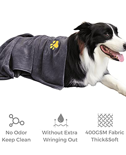Dog Towel for Drying Dogs, Microfiber Pet Towel, Super Absorbent, Paw Pattern, Soft Quick-Drying, , Suitable for Dog Bathing, Grooming, Travel,Beach, Large Size, 39.37 x19.69in