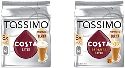 Tassimo Costa Latte bundle - 1 Costa Latte and 1 Costa Carmel Latte -16 T Discs in each (Extra Large Cup Size) 8 Servings in each (16 servings total)