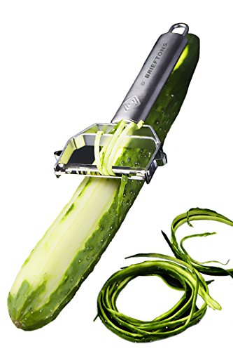 Brieftons Julienne Peeler/Cutter/Slicer: Serrated Stainless Steel Fruit/Vegetable Peeler & Julienne Slicer