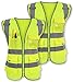 Pack of 2 Safety Vest Reflective Strips with Front Zipper 9 Pockets, Class 2 High Visibility Meets ANSI/ISEA Standards by Galashield (Large)