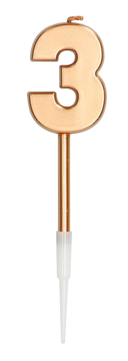 Folat 66033 Cake Candle Bronze Metallic Shiny Approx. 10 cm High Number 3