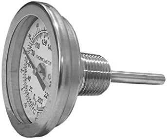 CNS Gauges 2.25" Dial x 2.5" Stem Brewing/Distilling Thermometer with 1/2" NPT