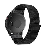 YOOSIDE Nylon Watch Band for Fenix 5/5 Plus, 22mm Soft Lightweight Breathable Nylon Sport Loop Replacement Watch Band Strap for Garmin Fenix 5/5 Plus/Approach S60/Quatix 5/Instinct (Black)