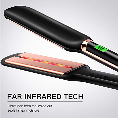 Hair Straightener, MADAMI Wide Flat Iron Ceramic MCH 30s Heatup, 450