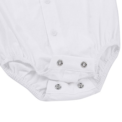 Alvivi Infant Toddler Baby Boys' Short/Long Sleeves Formal Dress Shirt Bodysuit Romper Wedding Party Outfits White 9-12 Months