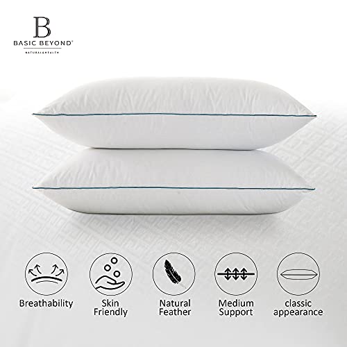 Basic Beyond Feather Pillows Standard Size Set of 2 Down Feather