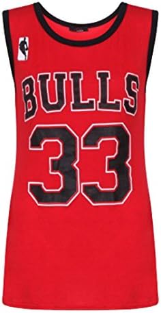 Fashion Essential-Womens Bulls 33 Basketball Style Chicago American Vest Top (ML, RED)