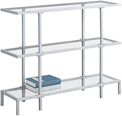Candace &amp; Basil Console Table - 42"L / Silver /Tempered Glass Hall Console