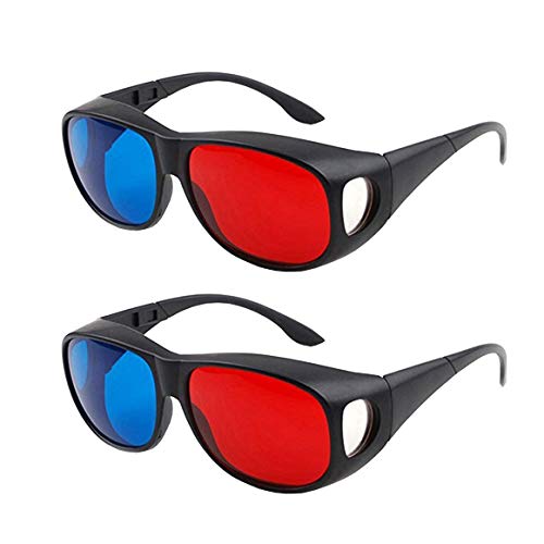 Solarson 2 Pairs 3D Glasses with Case Red Blue 3D Glasses for All 3D Movies Games TV Light Simple Design