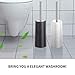 Toilet Brush And Holder Stainless Steel, HOMTOYOU Length Handle Toilet Bowl Brush Scrubber Set With Durable Bristles And Sturdy Stand For Toilet And Bathroom (White And Black 2 Pack)