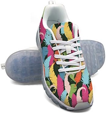 djghgpop Beautiful Women Non-slip Multicolored Feathers On A Black Background Vector Image Hunting Air Cushion Athletic Shoes