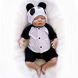 OtardDolls Lifelike Reborn Dolls,Realistic Sleeping Baby boy with Panda Clothes Soft Vinyl Newborn Doll Children Gifts