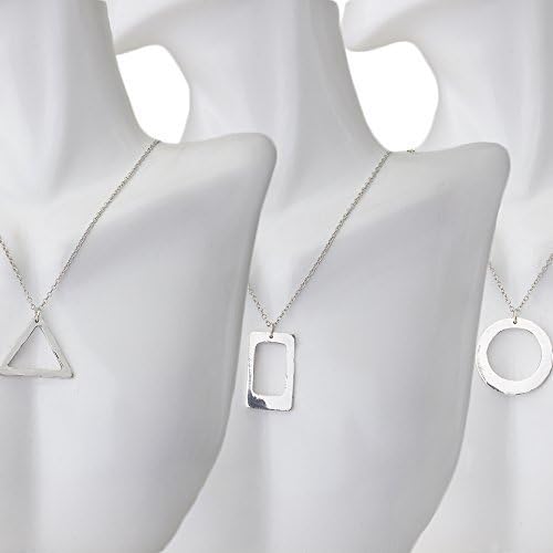Silver Simple Shapes Open Pendant Necklace