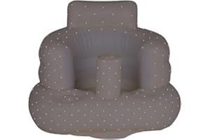 SplashEZ Baby Inflatable Seat for Babies 3-36 Months, Built in Air Pump Infant Back Support Sofa, Toddler Chair Sitting Up, Floor Seater - Polka dots Grey