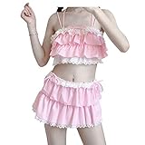 Nuoqi Japan Sweet Girls Pink Soft Flounced Bikini