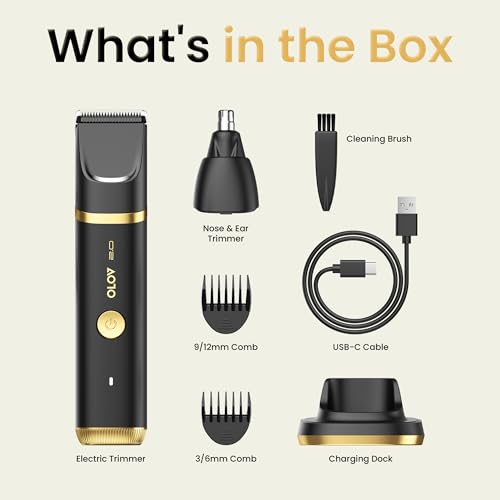 Groin & Body Hair Trimmer for Men - Electric Shaver for Pubic Hair, Chest, Legs - Ball Pubic Groomer, LED Light, Replaceable Ceramic Blade Heads, USB-C Recharge Dock, Waterproof Hygiene Razor