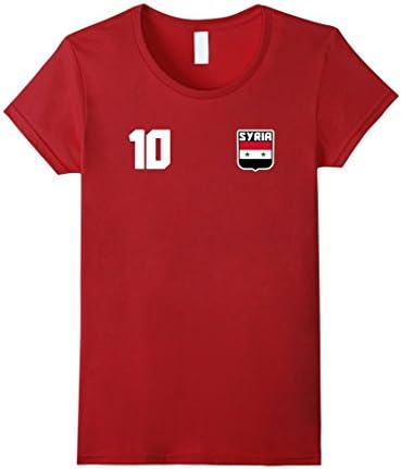 Womens SYRIA T-shirt Syrian Tee Retro Soccer Football Style Large Cranberry