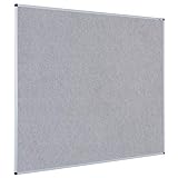VIZ-PRO Notice Board Felt Gray, 36 X 24 Inches, Silver Aluminium Frame