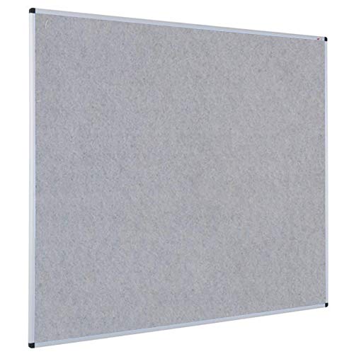 VIZ-PRO Notice Board Felt Gray, 36 X 24 Inches, Silver Aluminium Frame