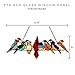 River of Goods Holiday Bird Suncatcher: Stained Glass Birds on a Wire Santa Hats Hanging Sun Catcher Window Panel