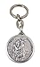 Silver Tone Saint Christopher Protect Our Travels Medal Keychain, 1 1/2 Inch