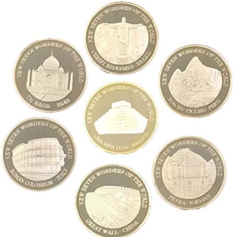Ongwish Seven Wonders of the World Gold Coins Collection Set Travel Commemorative Coins