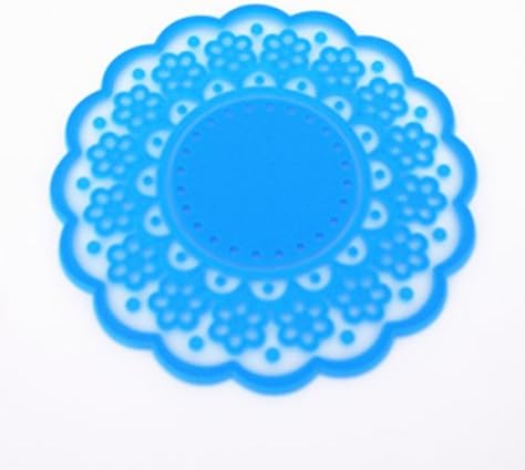 Set of 5 Lovely Cute Sweet Semitransparent Lace Cup Mat Silicone Coaster Insulation Mat Coffee Tea Cup Mat Non Slip Heat-resistance Coaster for Table Kitchen Tea Placement Coaster Blue