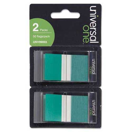Universal One Page Flags, Green, 50 Flags/Dispenser, 2 Dispensers/Pack