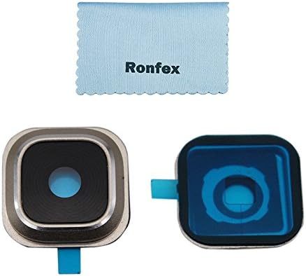 Ronfex Back Rear Camera Glass Lens Cover Ring Replacement + Flash Cover + Adhesive For Samsung Galaxy Note 5 N920 (ALL CARRIERS)+ Ronfex Cloth (Gold)