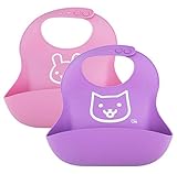 OBB Soft Silicone Baby Bib | Set of 2 (Pink/Purple)